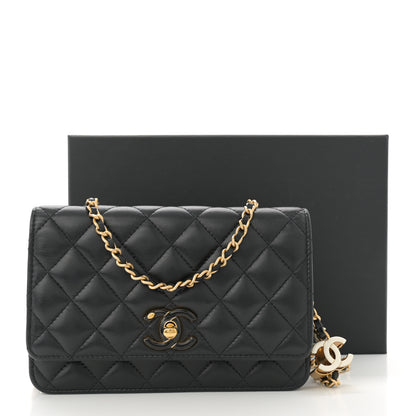 Chanel Shiny Lambskin Quilted Enamel Wallet On Chain WOC Black 13 of 13