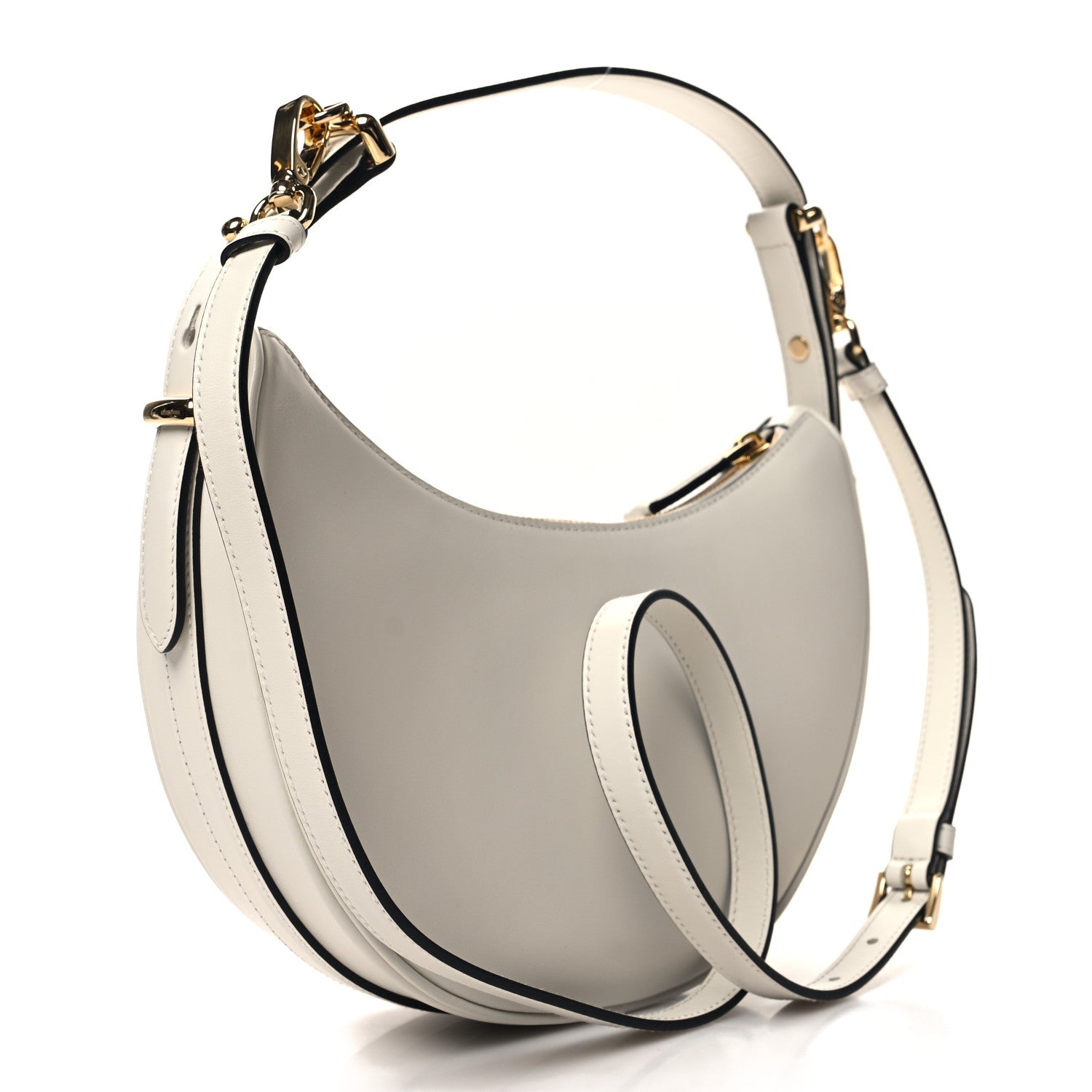 Prada Soft Calfskin Arque Shoulder Bag White 3 of 10