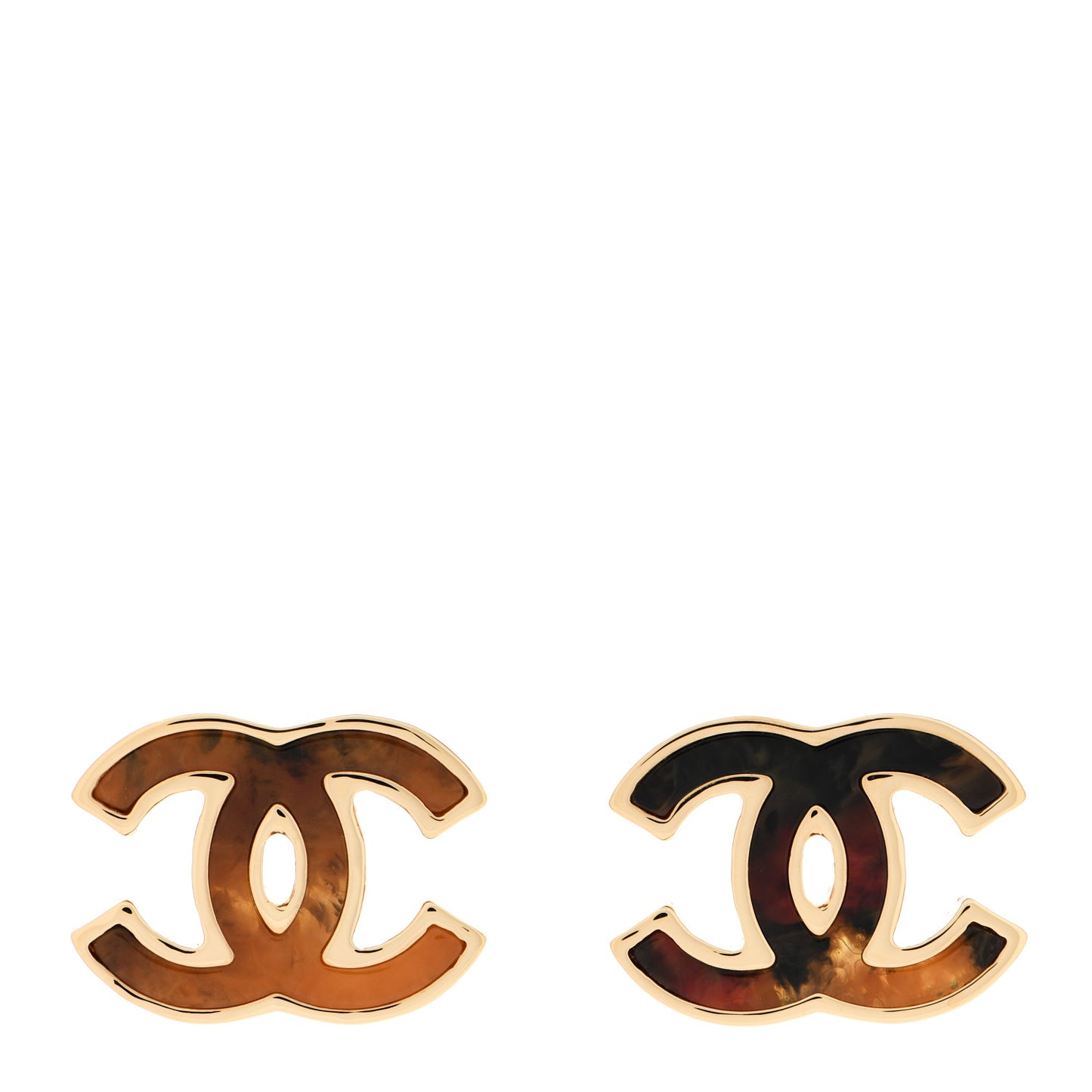 Enamel CC Earrings Gold Orange Black Red