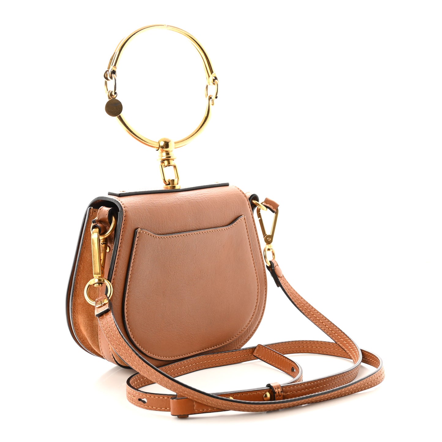Calfskin Suede Small Nile Bracelet Bag Caramel