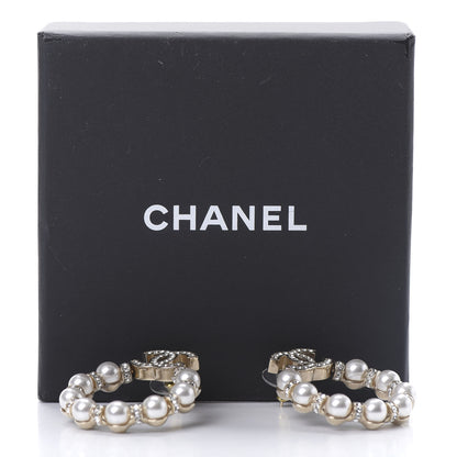 Chanel Pearl Crystal Nefertiti CC Drop Earrings Gold 5 of 5