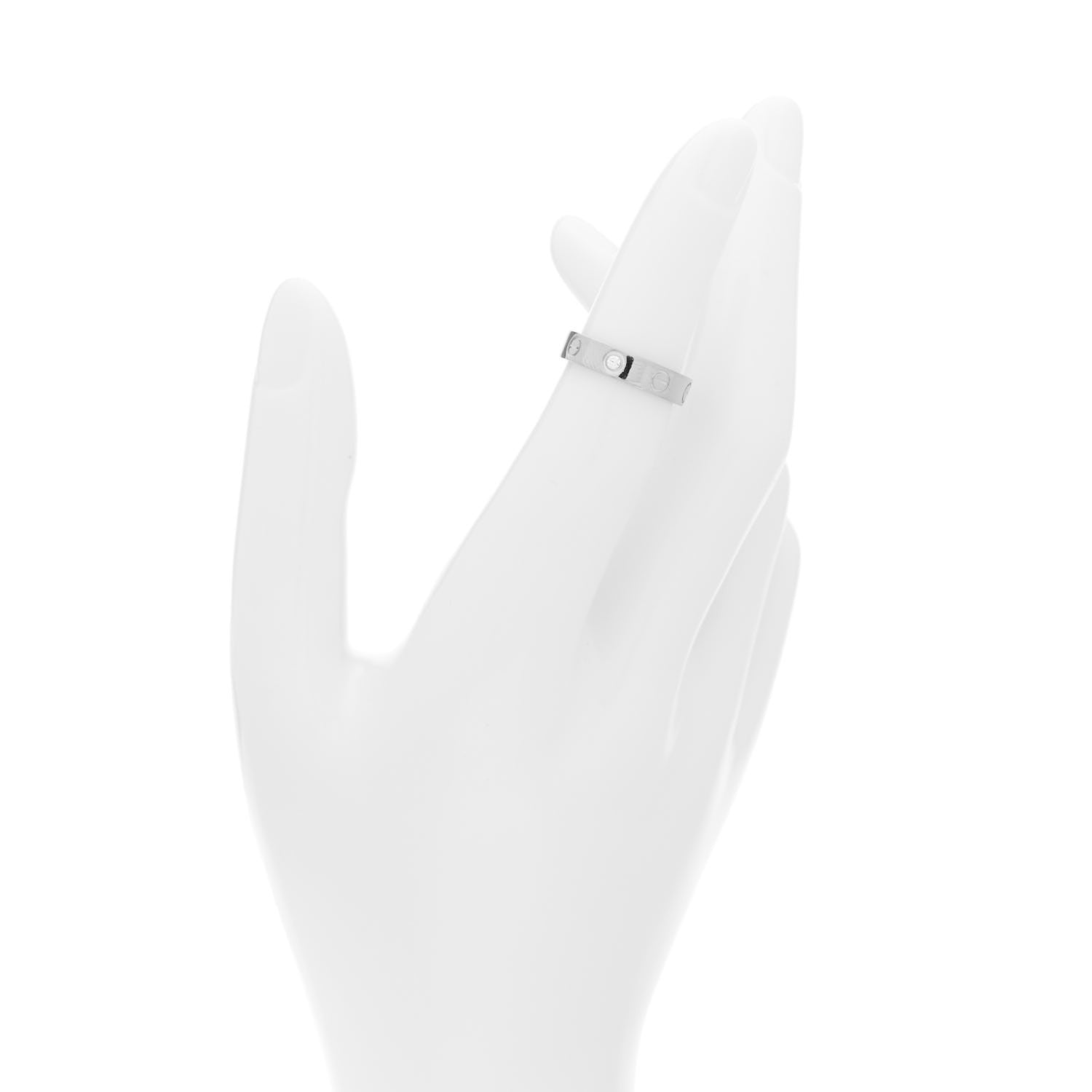 Cartier 18K White Gold Diamond 4mm LOVE Wedding Band Ring 47 4 2 of 4