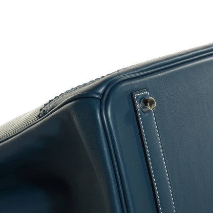 Hermes Swift Toile Ghillies Birkin 40 Bleu De Prusse 3 of 28