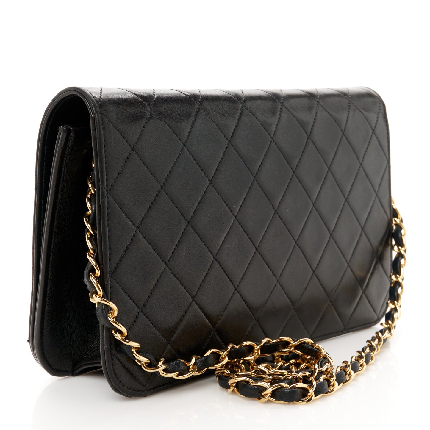 Lambskin Quilted Small Single Flap Black