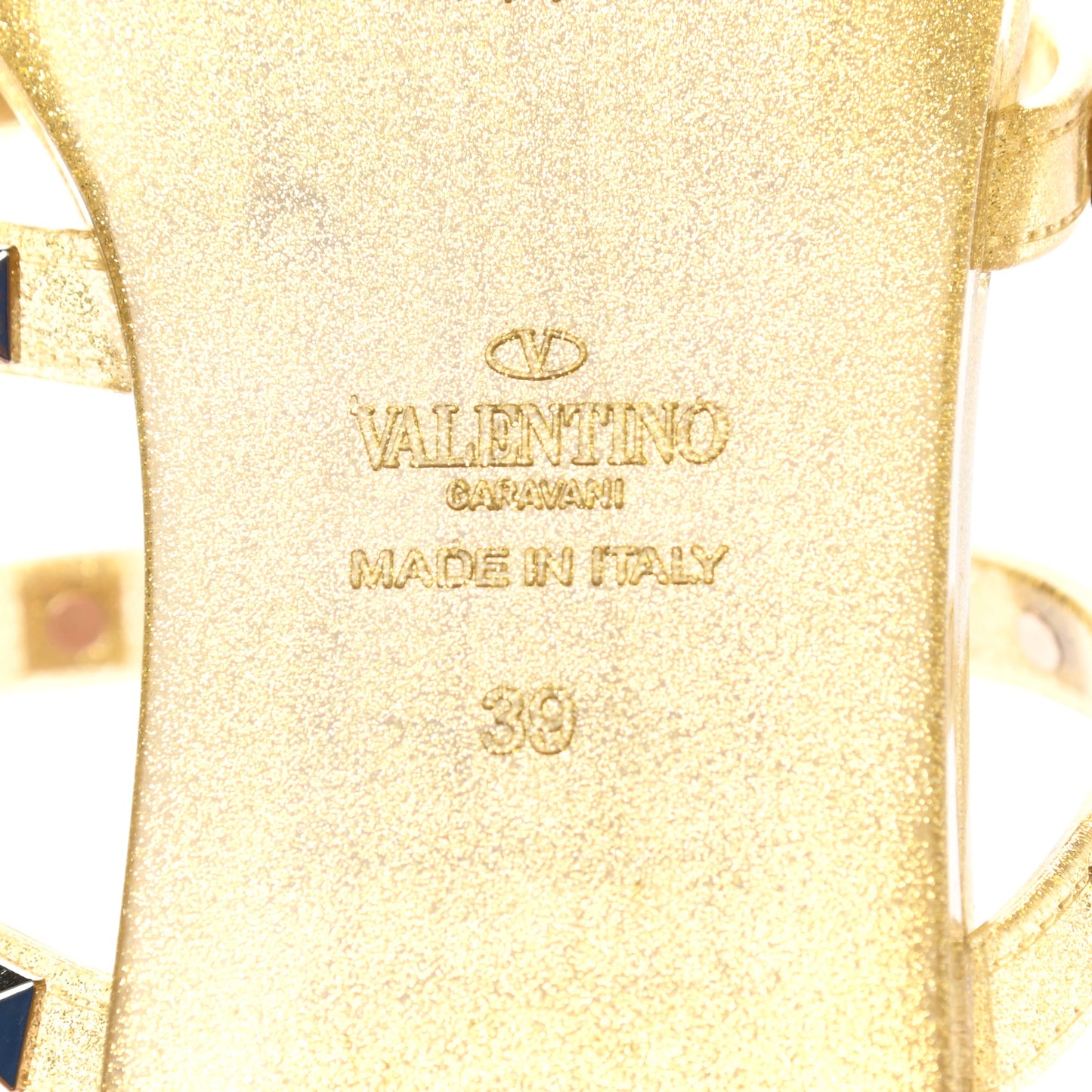 PVC Jelly Glitter Rockstud Caged Flat Thong Sandals 39 Oro