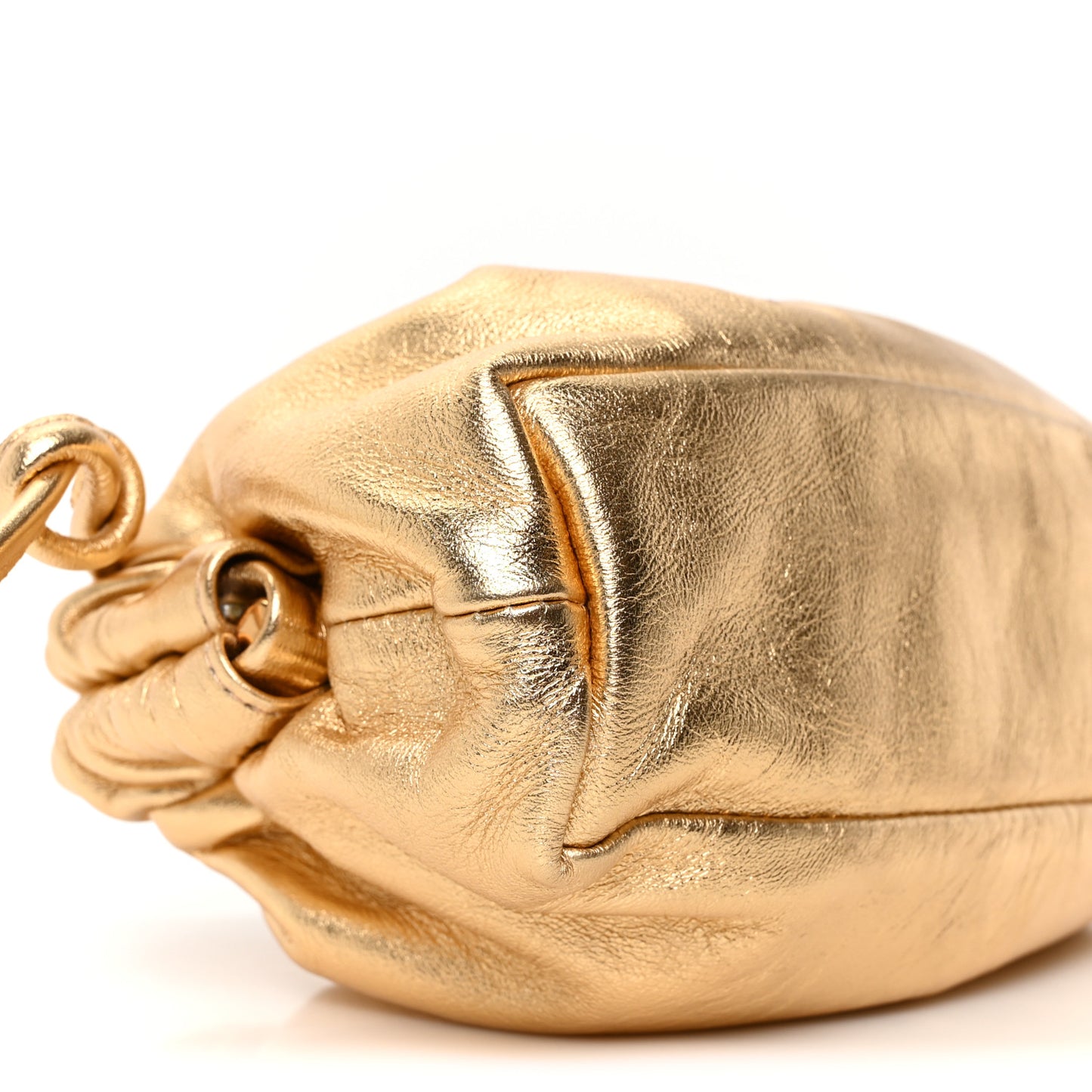 Metallic Lambskin Mini Cloud Clutch Gold