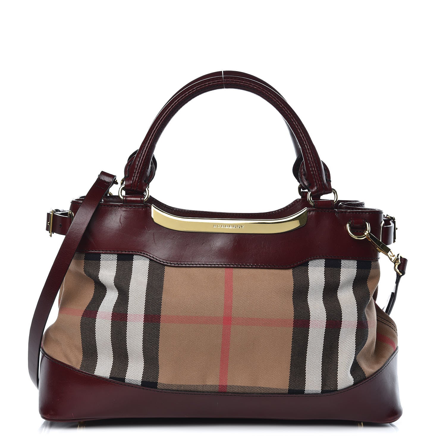 Burberry House Check Tote Burgundy 1 of 16