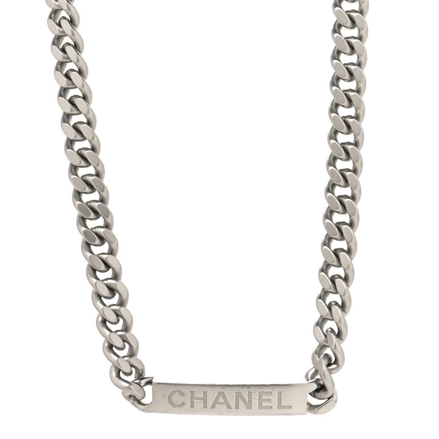 Oversized Chain Logo Short Necklace Silver