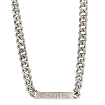 Chanel Oversized Chain Logo Short Necklace Silver 1 of 5