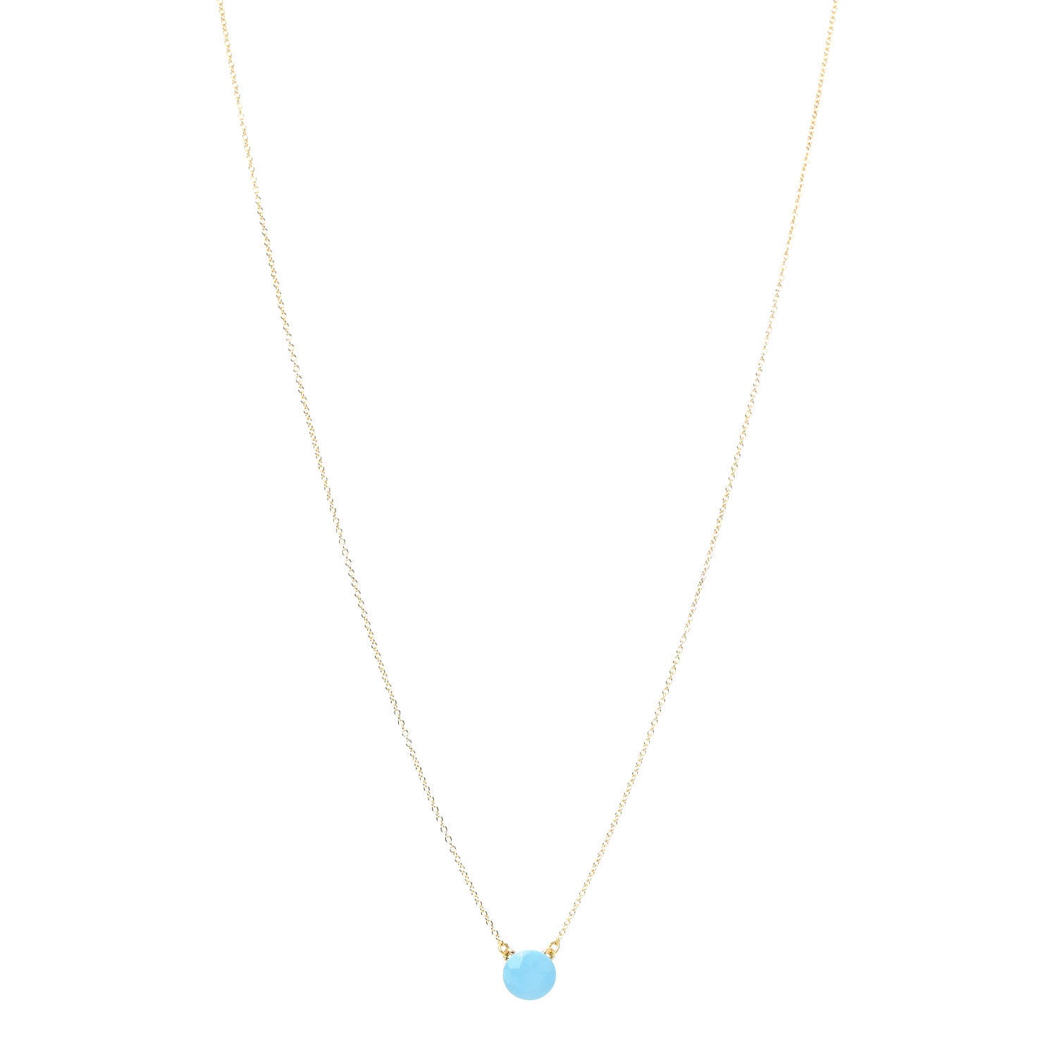 Tiffany 18K Yellow Gold Turquoise Elsa Peretti 1 Carat Pendant Necklace 1 of 6