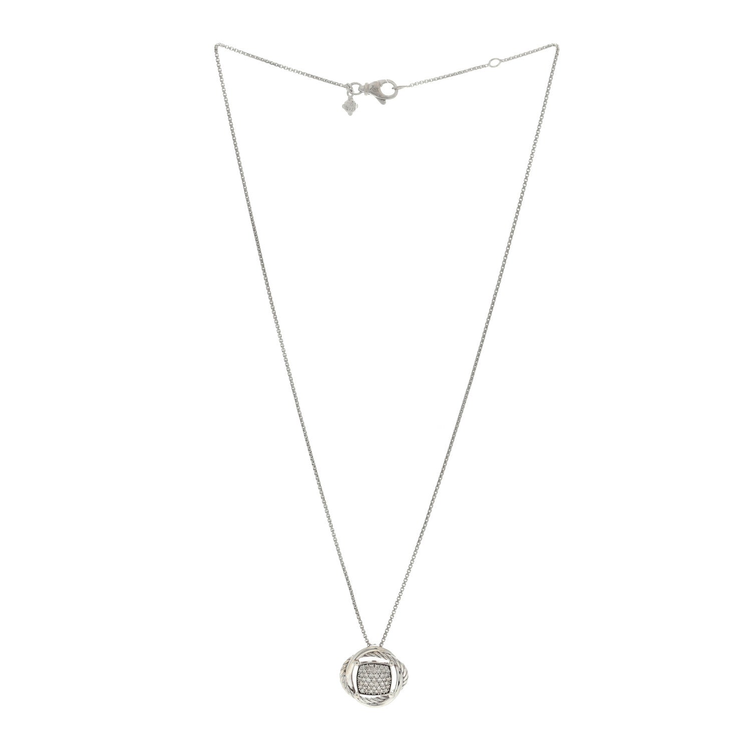 David Yurman Sterling Silver Diamond 20mm Infinity Pendant Necklace 2 of 3