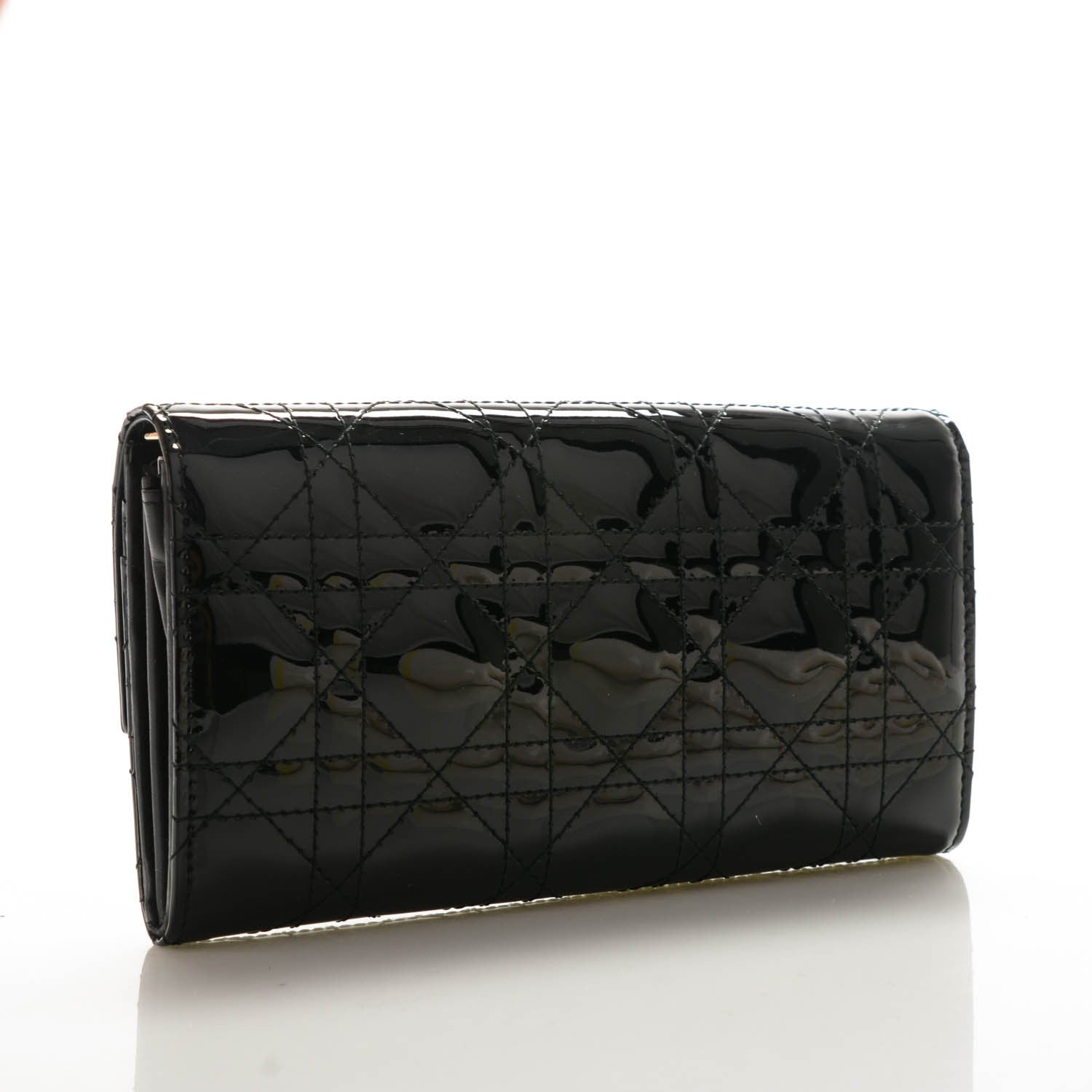 Christian Dior Patent Cannage Rendez-vous Chain Wallet Black 3 of 7