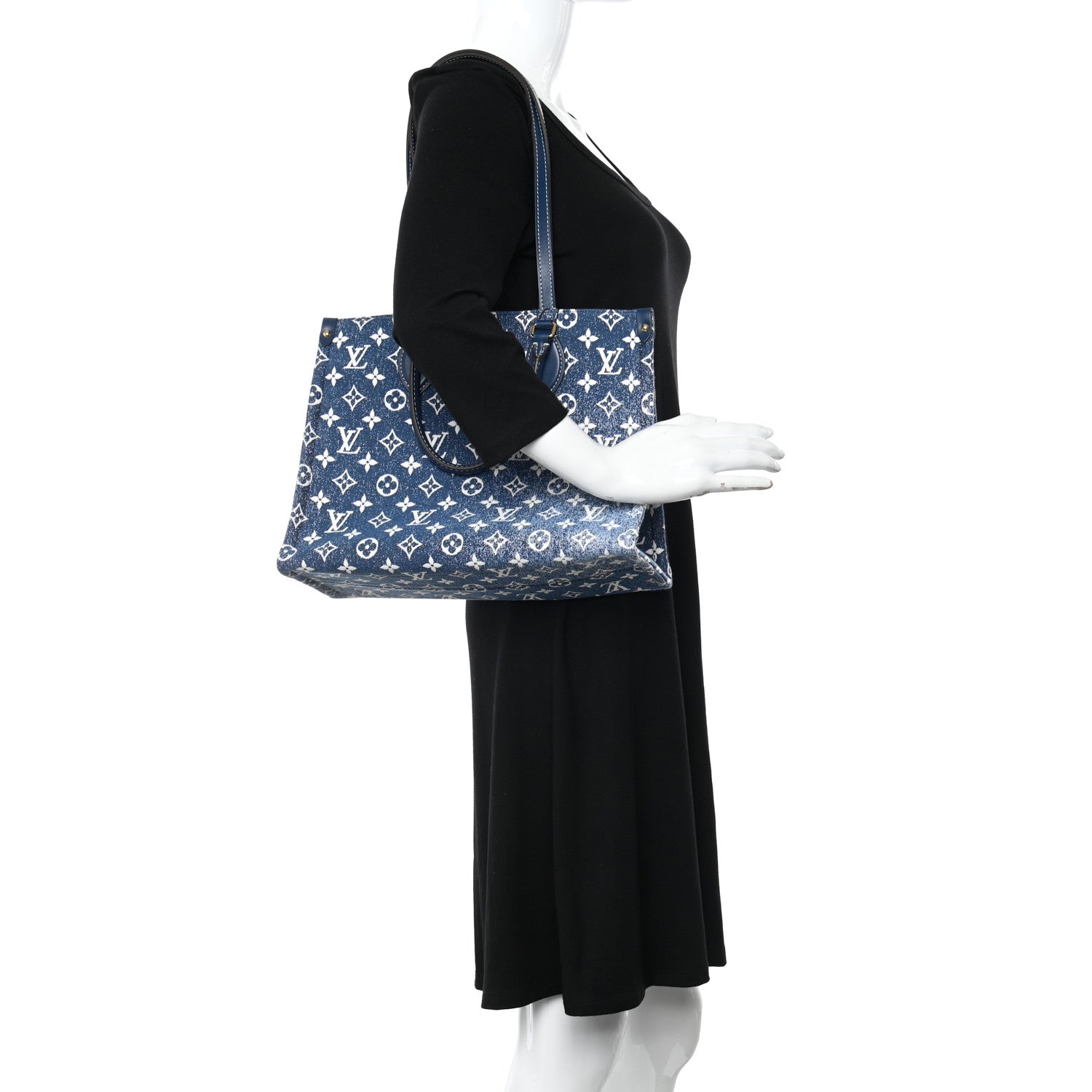 Louis Vuitton Monogram Jacquard Denim Onthego MM Bleu 2 of 9