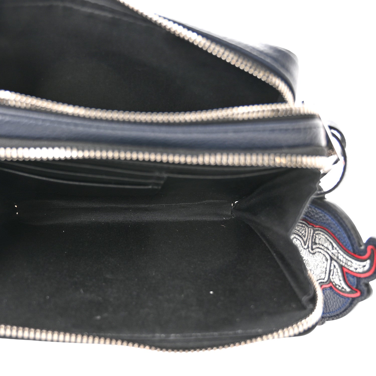 Christian Dior X SHAWN STUSSY Grained Calfskin Ox Head Crossbody Double Zip Crossbody Pouch Navy Blue 5 of 9