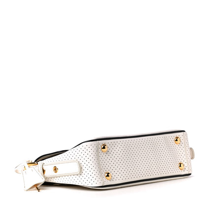 Prada Saffiano Perforated Pushlock Flap Bag Talco Black 3 of 4