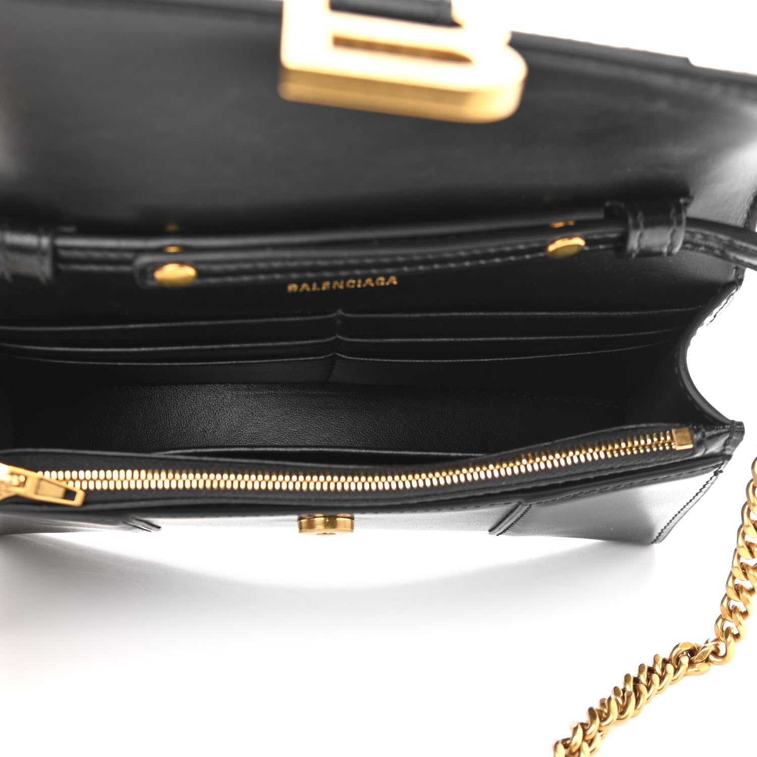 Balenciaga Shiny Box Calfskin Hourglass Chain Bag Black 5 of 13