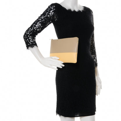 Celine Lambskin Bi-Color Solo Clutch Pouch Beige Butter 2 of 8