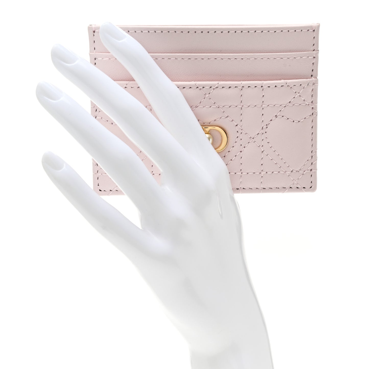 Lambskin Pearl Cannage Dioramour Jolie Freesia Card Holder Rose des Vents