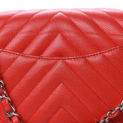 Chanel Caviar Chevron Quilted Mini Rectangular Flap Red 11 of 14