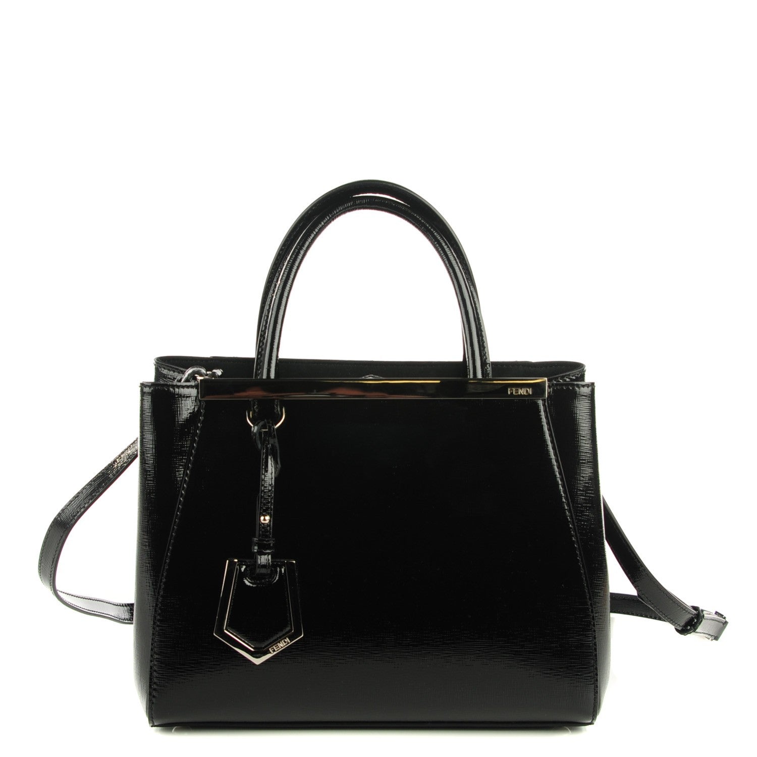 Fendi Patent Vitello Elite Petite 2Jours Tote Black 1 of 9