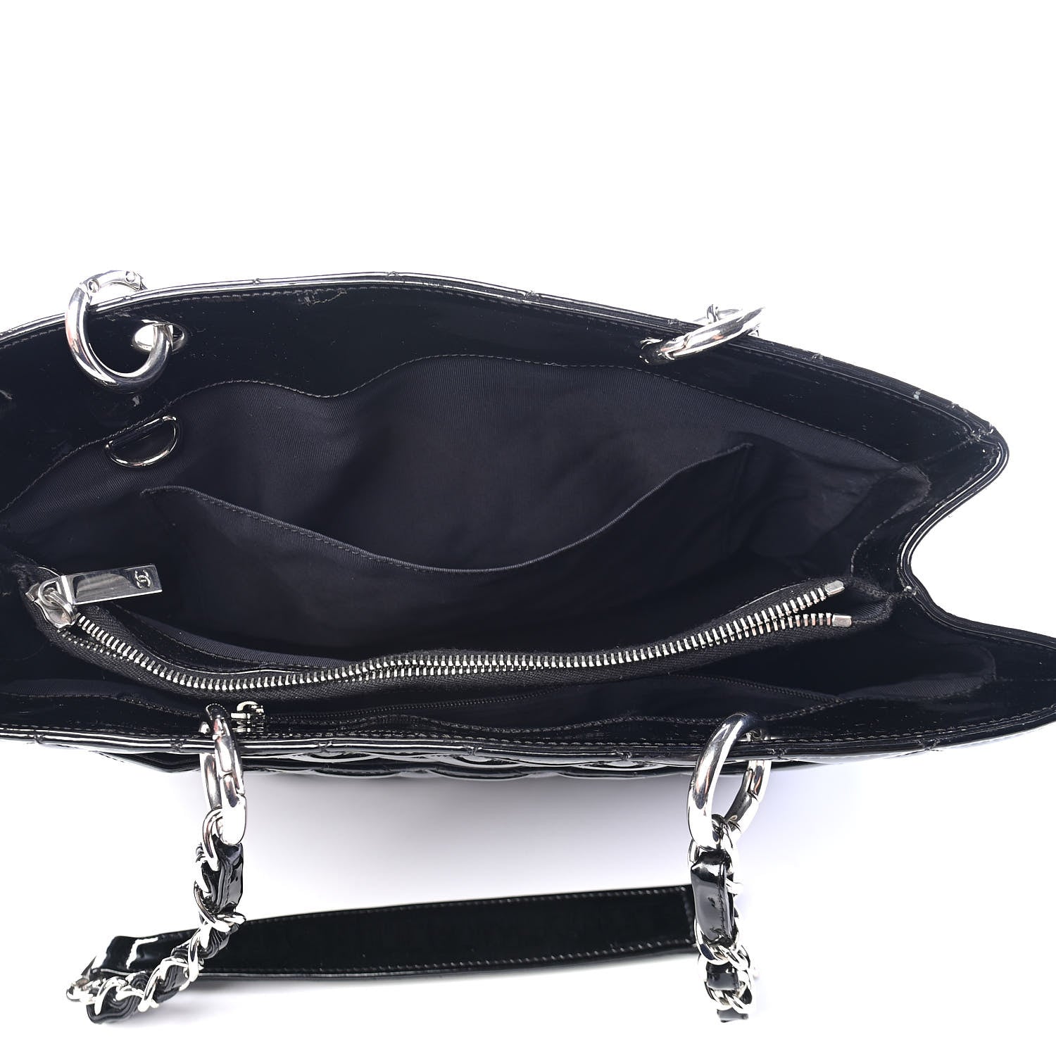 Chanel Patent Quilted Grand Shopping Tote GST Black 5 of 9