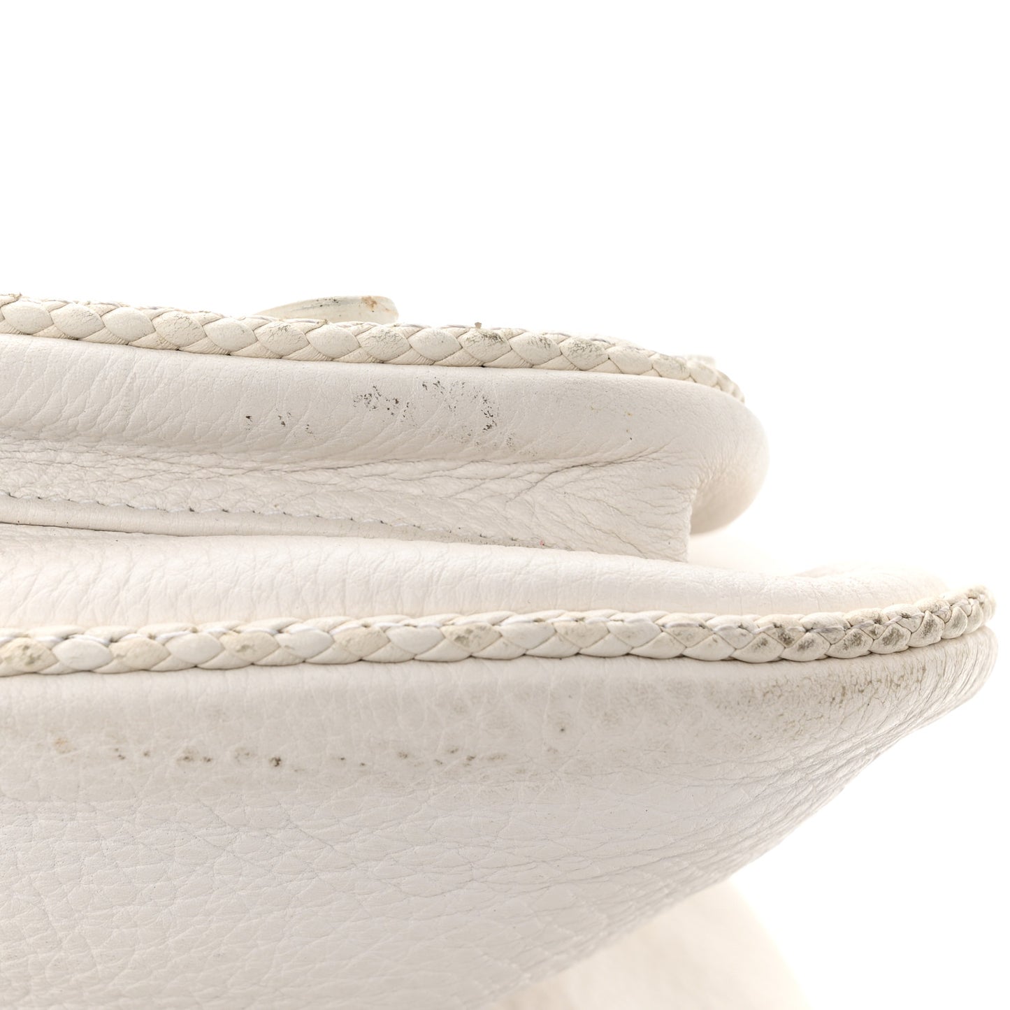 Calfskin Braided Gaucho Double Saddle Bag White