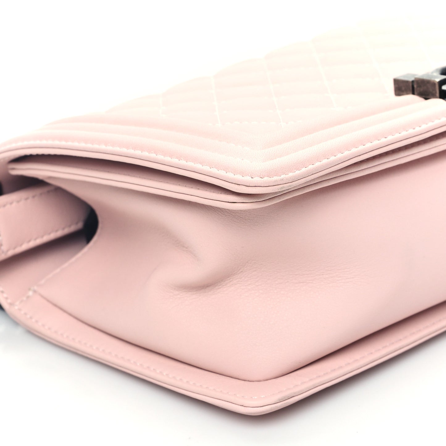 Calfskin Quilted Medium Boy Flap Light Pink