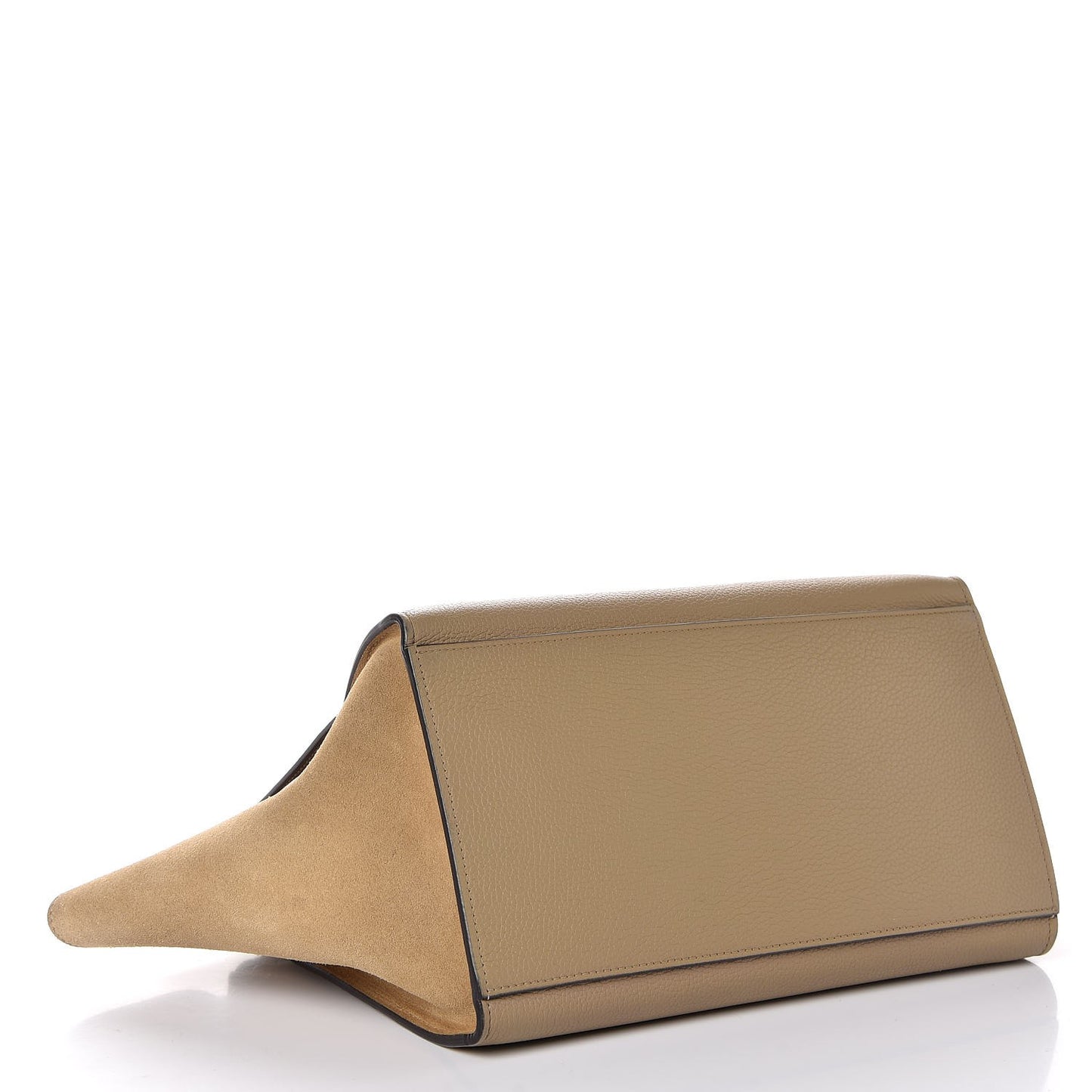 Drummed Calfskin Suede Small Trapeze Dune