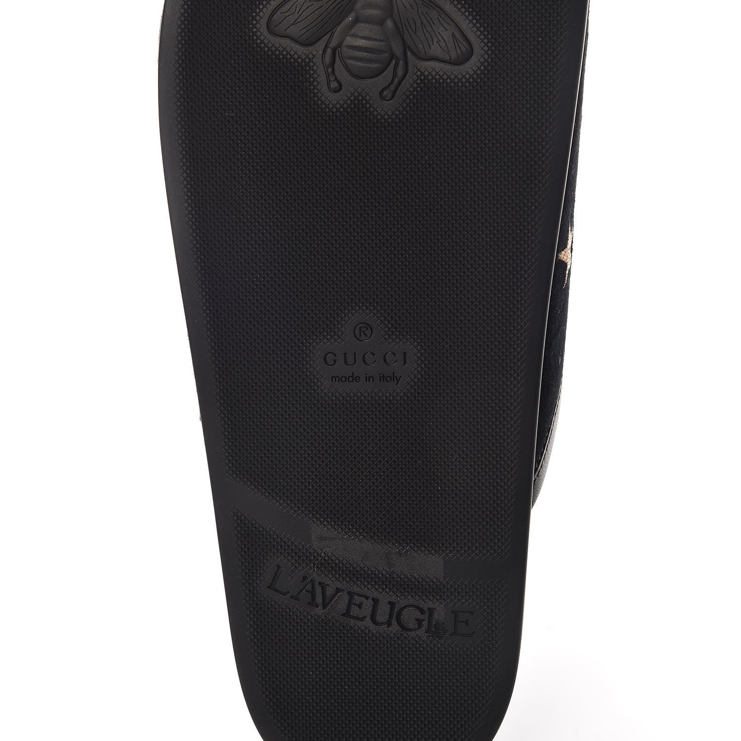 Gucci Softy Velvet Malaga Kid Bee Star Embroidered Womens Horsebit River Slippers 37 Black 8 of 10
