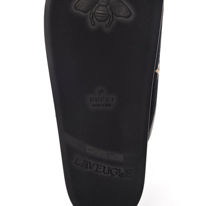 Gucci Softy Velvet Malaga Kid Bee Star Embroidered Womens Horsebit River Slippers 37 Black 8 of 10