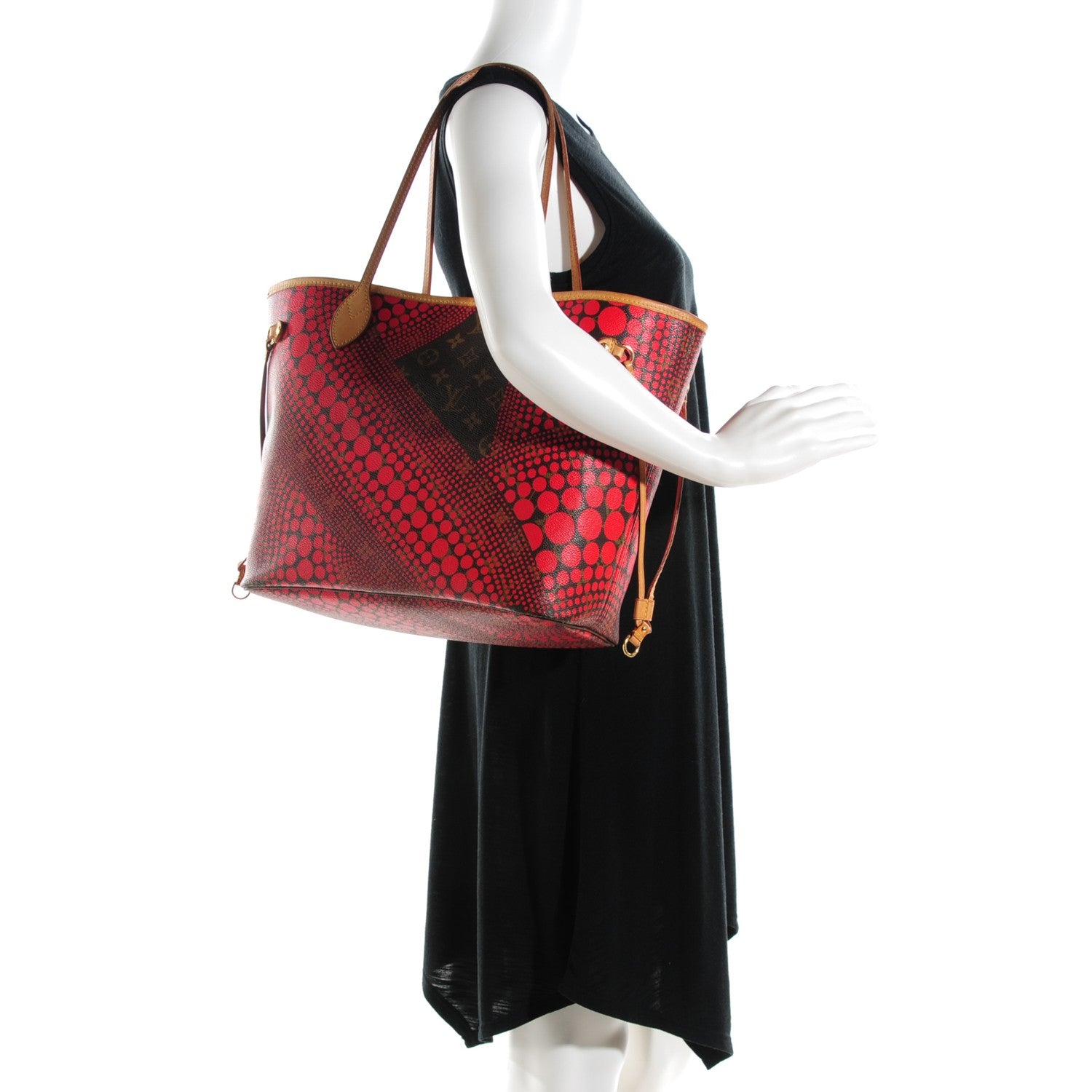 Louis Vuitton Monogram Kusama Waves Neverfull MM Red 2 of 9