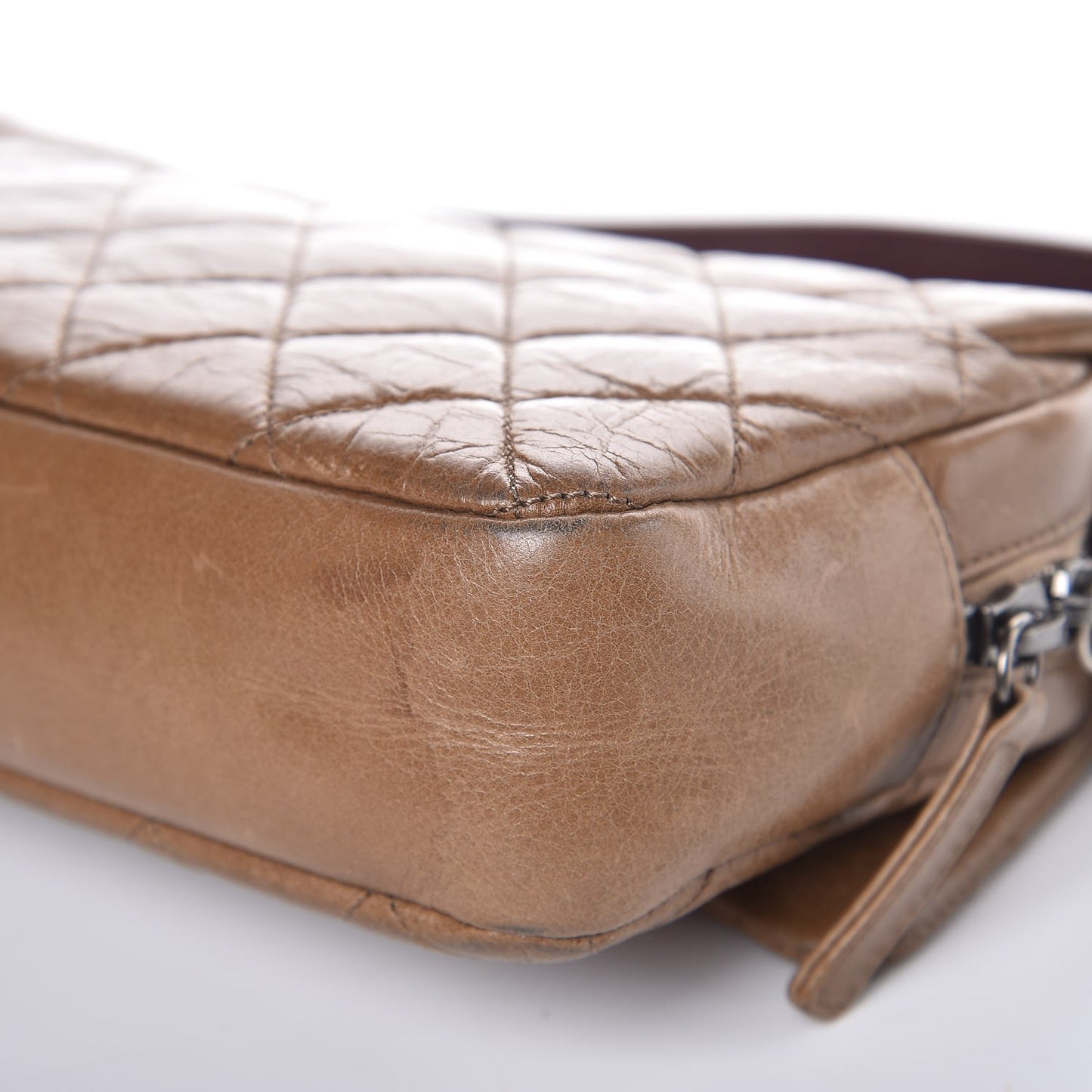 Glazed Calfskin Medium Duo Flap Brown
