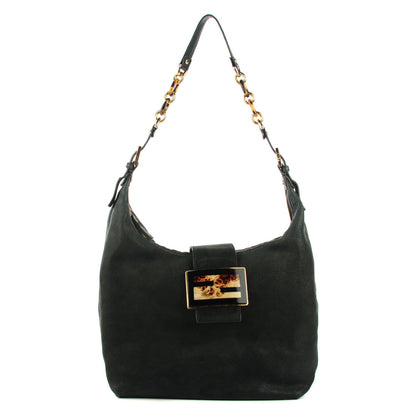 Fendi Vitello Savana Forever Hobo Black Tartaruga Natural 1 of 10