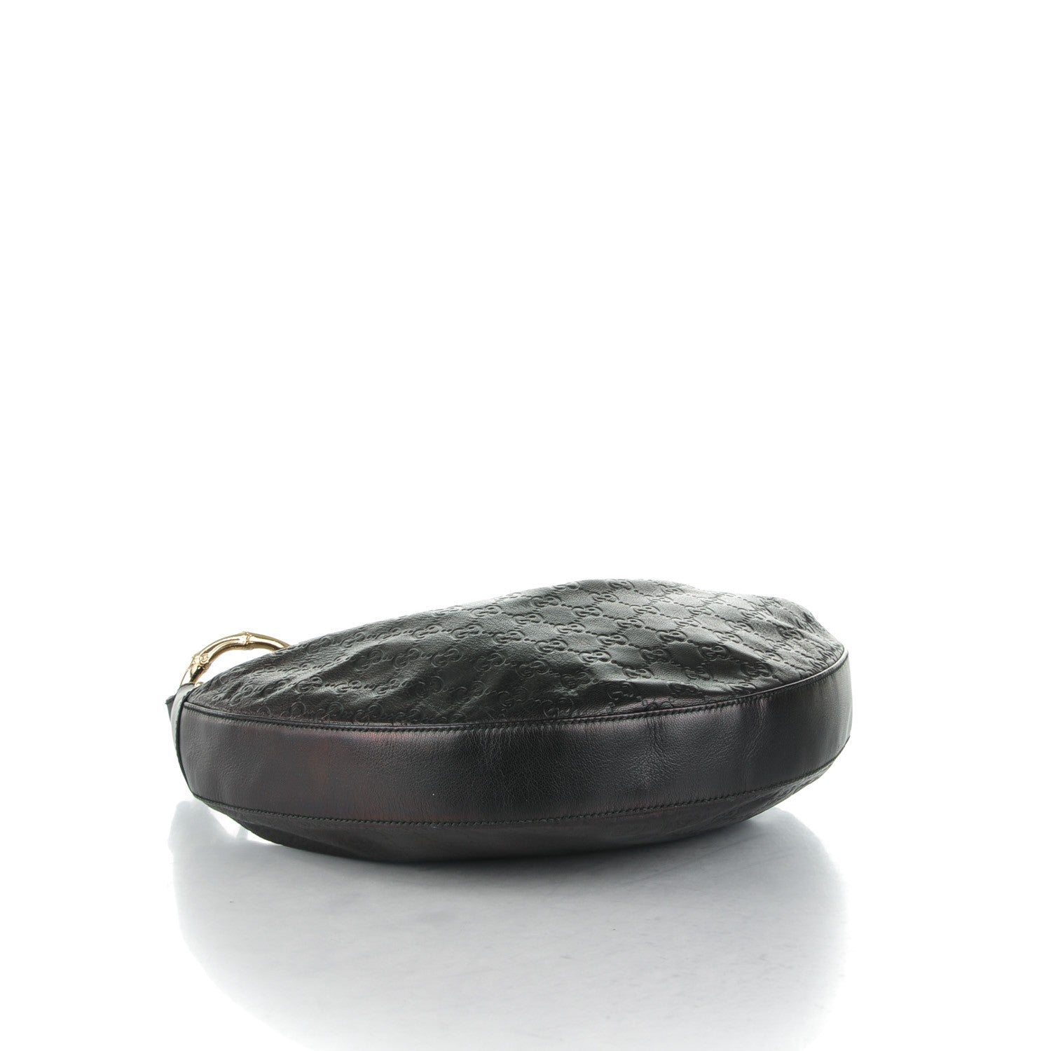 Gucci Guccissima Half Moon Bamboo Ring Hobo Black 4 of 7