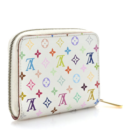 Louis Vuitton Monogram Multicolor Zippy Coin Purse Wallet White Litchi 3 of 7