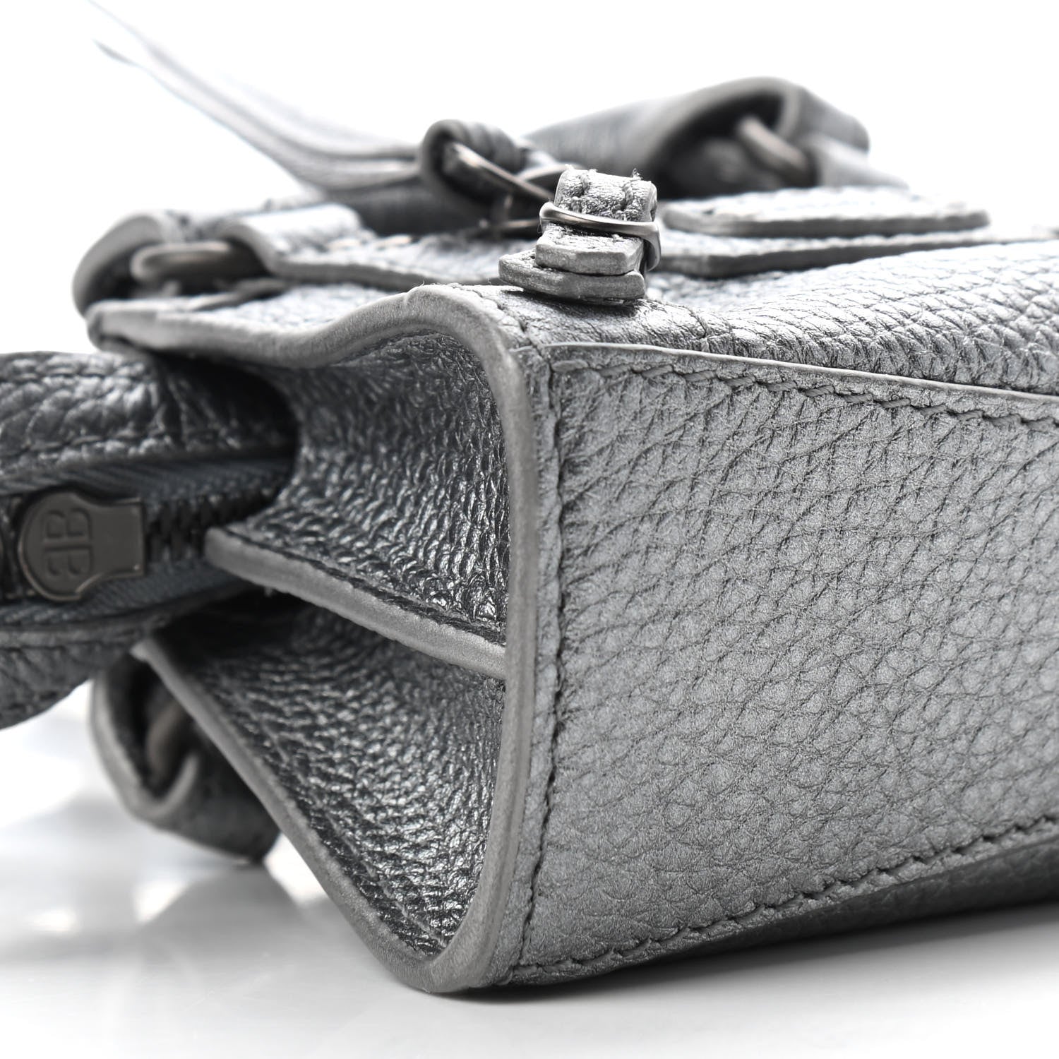 Balenciaga Metallic Grained Calfskin Neo Classic Hardware Super Nano City Crossbody Silver 6 of 9