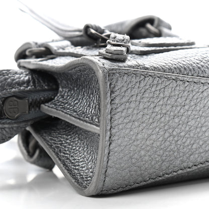Balenciaga Metallic Grained Calfskin Neo Classic Hardware Super Nano City Crossbody Silver 6 of 9
