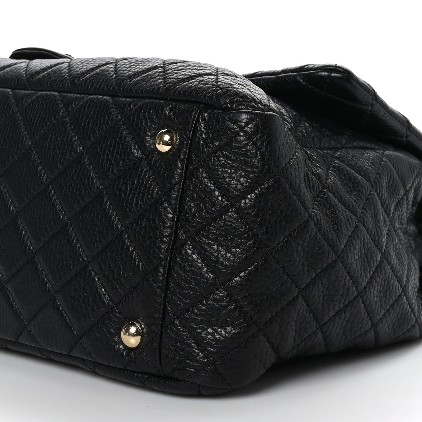 Calfskin Quilted XXL Travel Flap Bag Black