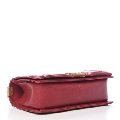 Chanel Caviar Chevron Quilted Medium Boy Flap Red 4 of 12