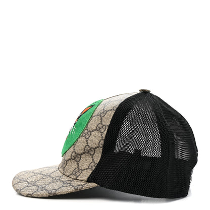 Gucci GG Supreme Monogram Bosco Patch Baseball Hat 57 Beige Green 4 of 9