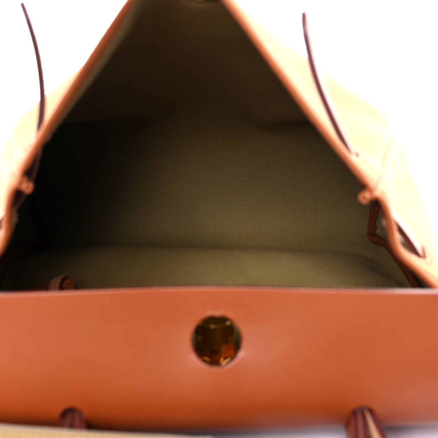 Hermes Military Toile Vache Hunter Herbag Zip Retourne 31 PM Poussiere Fauve 5 of 10