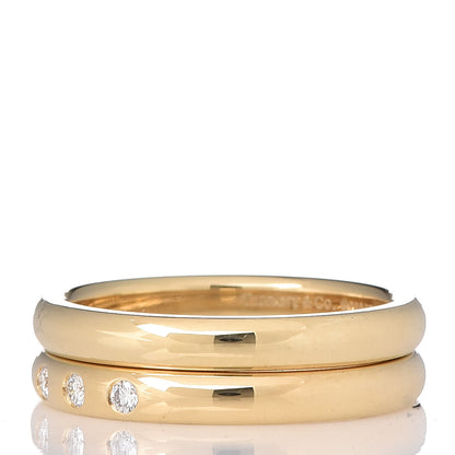 Tiffany 18K Yellow Gold Diamond Stacking Rings Set of Two 53 6.5 3 of 7