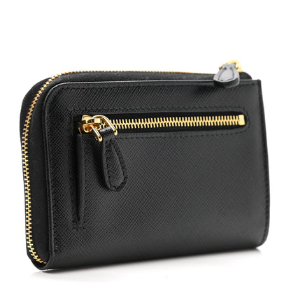 Prada Saffiano Triangle Zip Around Keychain Black 3 of 7