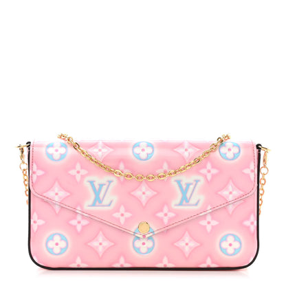 Louis Vuitton Vernis Valentine Felicie Pochette Chain Wallet Light Pink Neon 3 of 13
