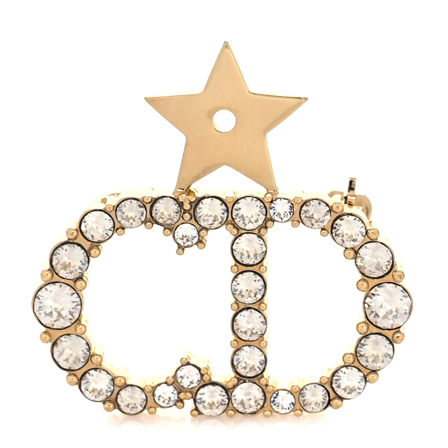 Christian Dior Crystal CD Logo Brooch Gold 1 of 4