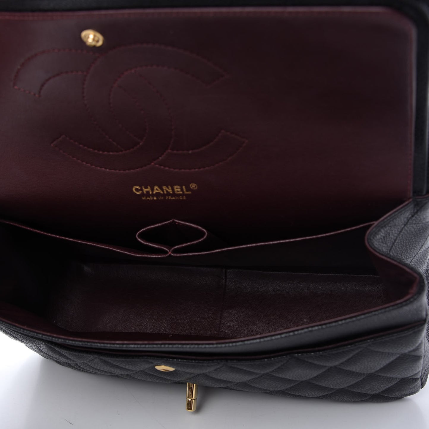 Caviar Quilted Jumbo Double Flap Black