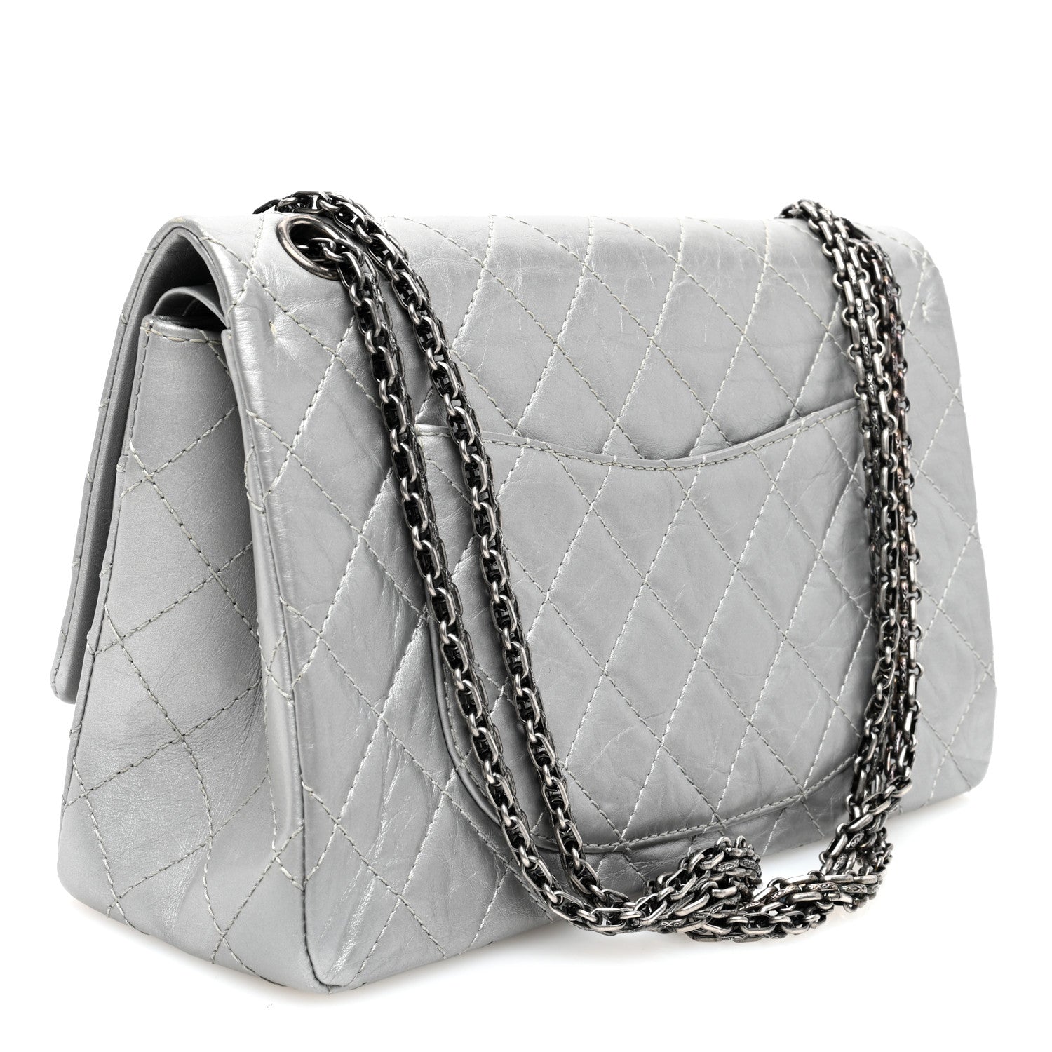 Chanel Metallic Aged Calfskin Quilted 2.55 Reissue 226 Flap Silver 3 of 10