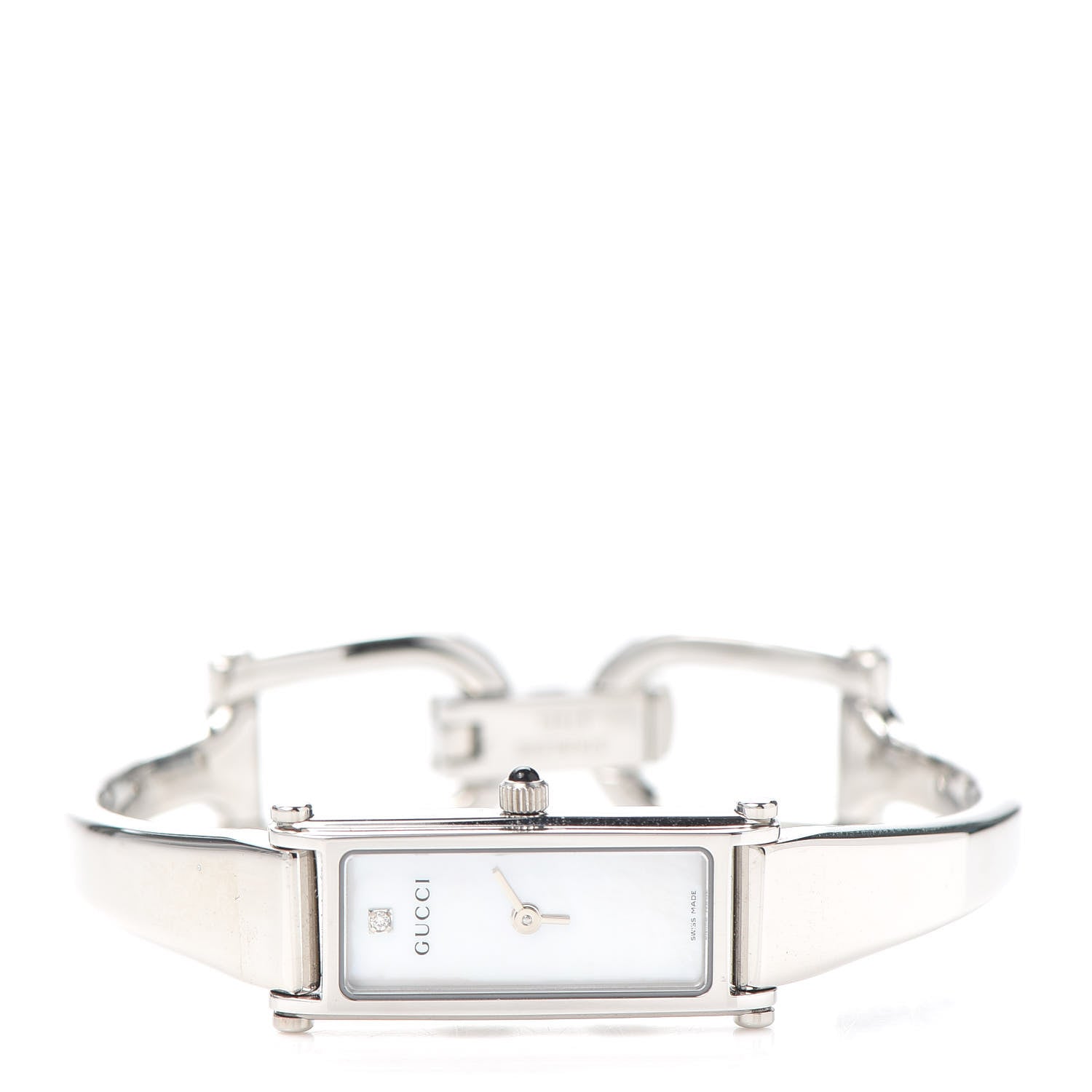 Gucci Stainless Steel Diamond Mother of Pearl 12mm 1500L Horsebit Quartz Watch 2 of 6