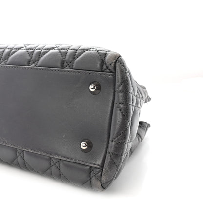 Christian Dior Lambskin Cannage Small Dior Soft Zipped Shopping Tote Grey 10 of 10