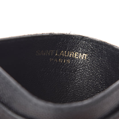 Saint Laurent Grain De Poudre Matelasse Chevron Monogram Credit Card Case Black 6 of 9